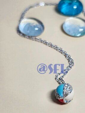 Authentic Swarovski Beach Ball Necklace Pendant Clear Stones Multi Enamel Rare